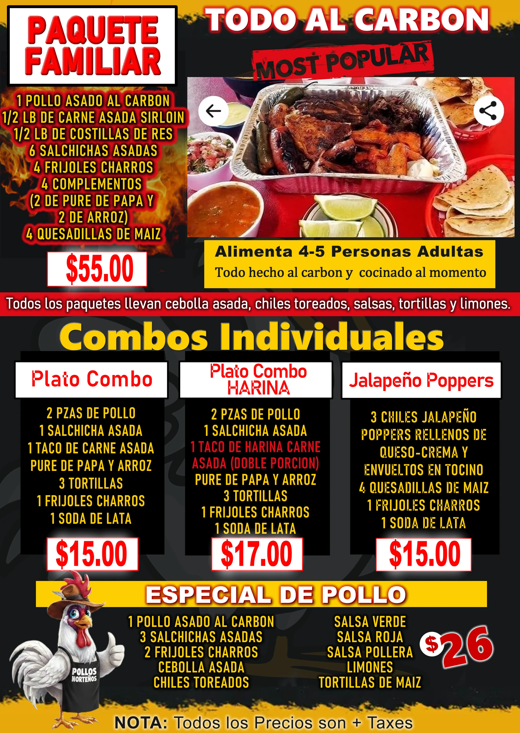 P&aacute;gina 1: Familiar, combos y Especial de Pollo